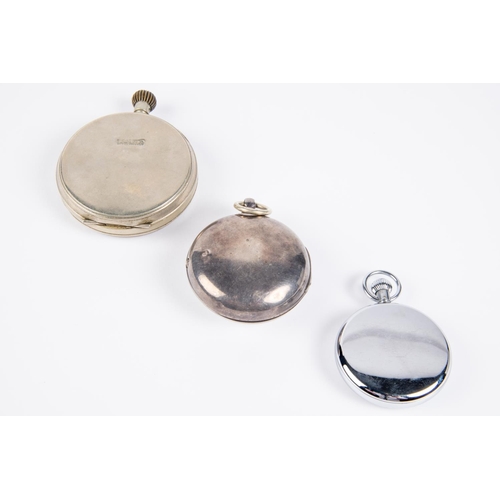 44 - 2x pocket watches and a stopwatch. A silver key wound pocket watch with London hallmark, date mark f... 