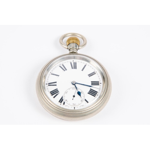 45 - A nickel cased LNER guard's pocket watch. Stamped to reverse 'L.N.E.R. 727'. Fitted with an unsigned... 