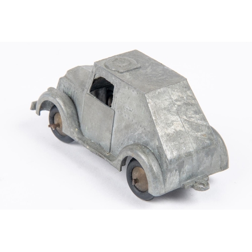 464 - Kemlows, factory bare metal casting armoured car, fitted with brass wheels and rubber tyres. VGC. £3... 