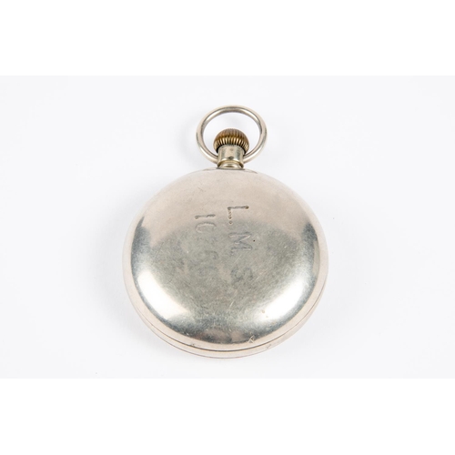 48 - A nickel cased LMS guard's pocket watch. Stamped to reverse 'L.M.S. 10260'. Fitted with a Swiss 15 j... 