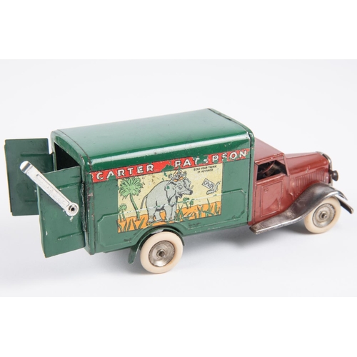 498 - Tri-ang Minic clockwork Carter Paterson Van (22M). Early pre-war issue with petrol can and white tyr... 