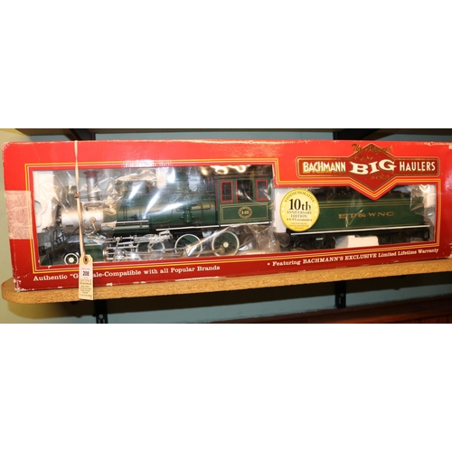 208 - 2x Bachmann G scale locomotives. A Bachmann Big Haulers 10th Anniversary Edition 4-6-0 tender loco, ... 