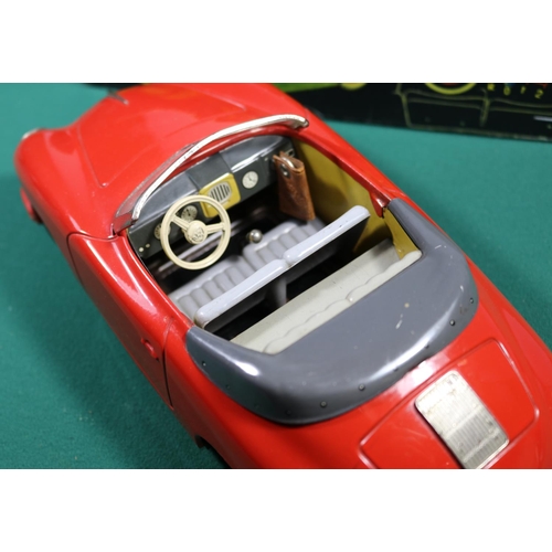 246 - 3x 1960s 1:18 scale cars. A Victory Industries MG TF battery operated car in green. Boxed, some dama... 