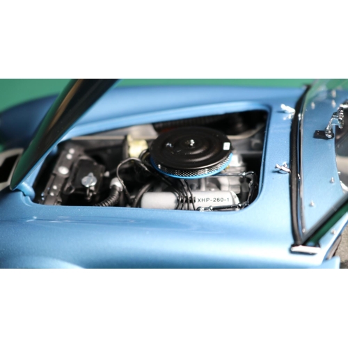 263 - A Racing Legends 1/18 Ford Cobra 260. An example in light metallic blue with black interior, 'T' to ... 