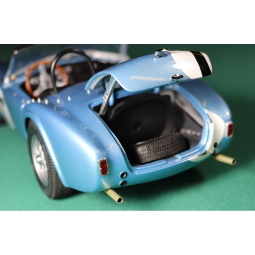 263 - A Racing Legends 1/18 Ford Cobra 260. An example in light metallic blue with black interior, 'T' to ... 