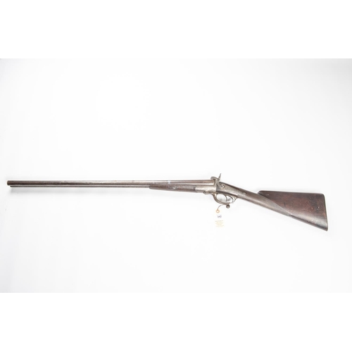 363 - A DB 12 bore pin fire underlever shotgun, by Burrow of Preston, 46½