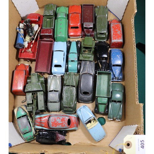 405 - 24 Dinky Toys, mostly for restoration. Including Big Bedford lorry, Recovery Tractor, Army 1-Ton Wag... 