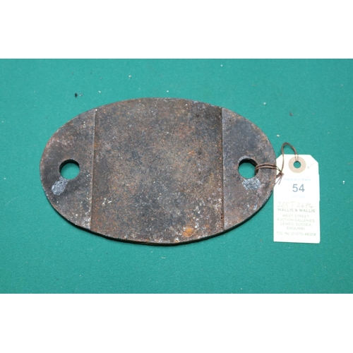 54 - Locomotive shedplate 1A Willesden 1950-1973. Cast iron plate in good, believed to be unrestored, con... 