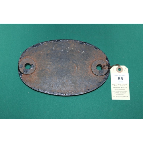 55 - Locomotive shedplate 32B Ipswich 1950-1968. Cast iron plate in very good, believed to be unrestored,... 