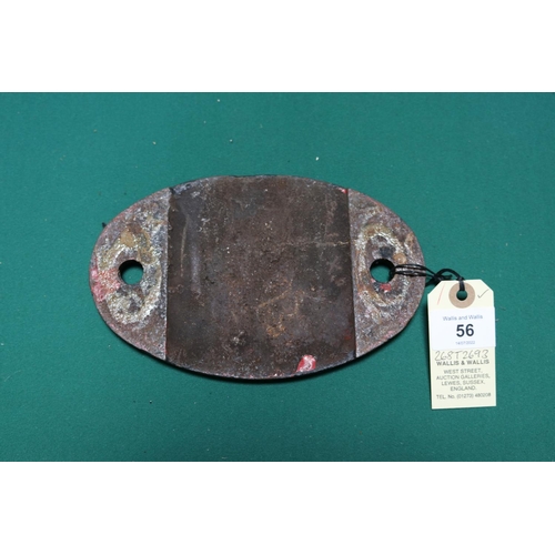 56 - Locomotive shedplate 40A Lincoln 1950-1973. Cast iron plate in good, believed to be unrestored, cond... 