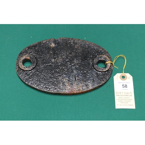 58 - Locomotive shedplate 14A Cricklewood 1950-1963. Cast iron plate in good, believed to be unrestored, ... 