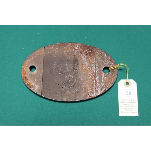 59 - Locomotive shedplate 17A Derby 1950-1963. Cast iron plate in good, believed to be unrestored, condit... 