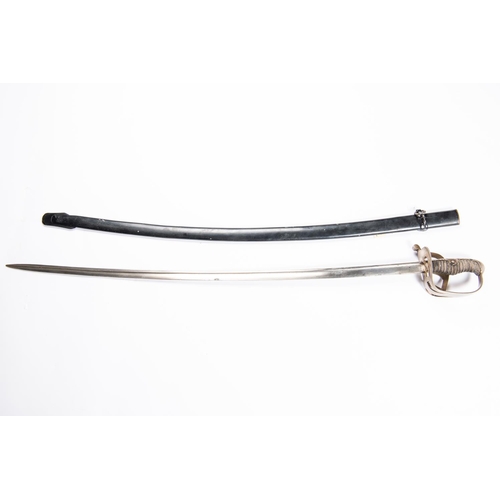 112 - A German cavalry officer's sword c 1900, plain plated pipe back blade 34