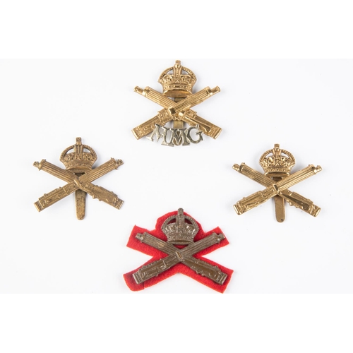 210 - Four Machine Gun Corps cap badges: bi metal Motor Machine Gun Corps, good officer's bronze Machine G... 