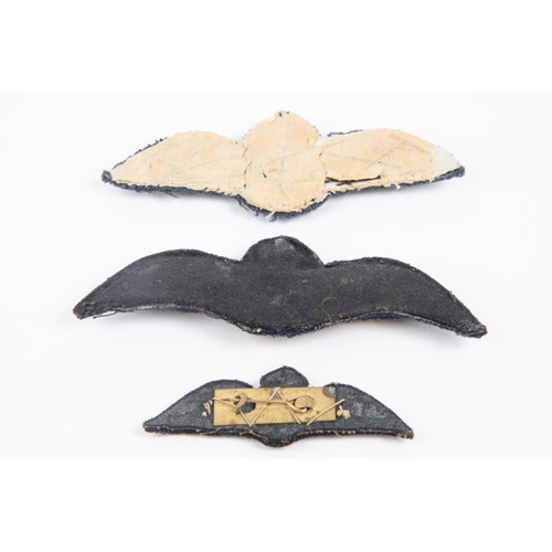 259 - 3 Kings crown RAF Pilot's bullion wire wings, full size (2), Mess dress (1).  £120-150