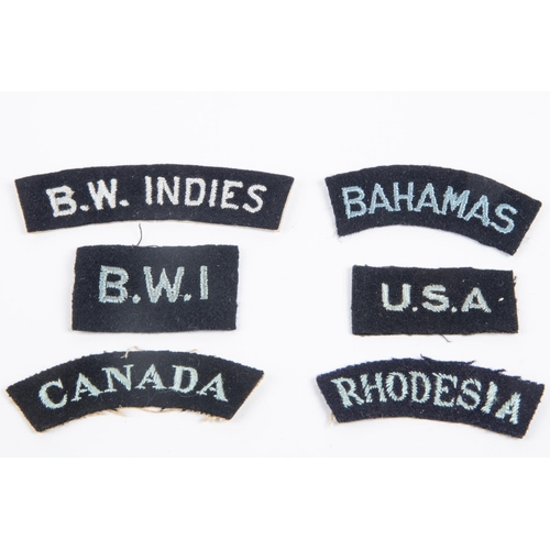 268 - British WWII RAF Nationality titles: B.W. Indies, B.W.I., Canada, Bahamas, Rhodesia, USA. (6)  £50-8... 