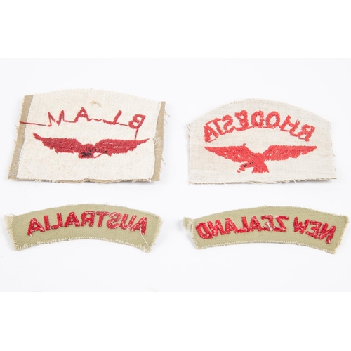 280 - 4 WWII RAF tropical cloth badges: BLAV (British Latin American Volunteers), Rhodesia, New Zealand an... 