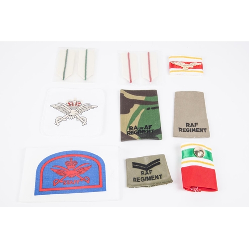 284 - A selection of RAF insignia PTI (8), Band (9), Medical (14), RAF Regiment rank slides (26), Cadet Di... 