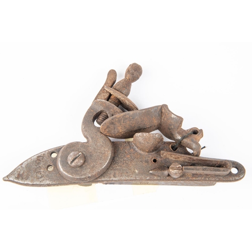 344 - A detached lock from an early Tower flintlock Sea Service pistol, c 1750, plate 5½