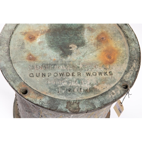 346 - An interesting 19th century container from a Gunpowder Works, height 17½