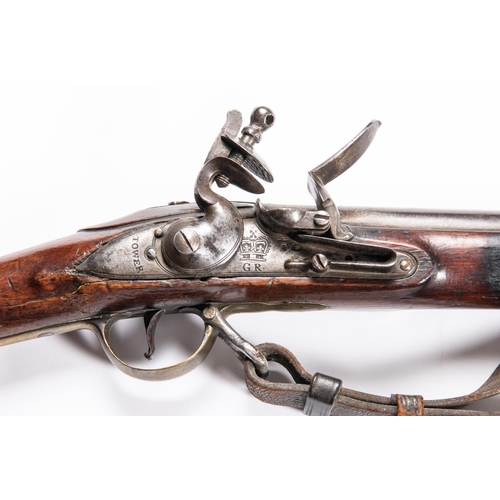 360 - A 10 bore India pattern Brown Bess flintlock musket, the barrel with Tower private proofs and ordnan... 