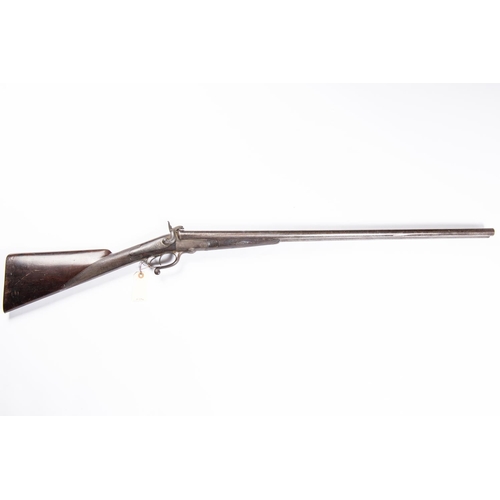 363 - A DB 12 bore pin fire underlever shotgun, by Burrow of Preston, 46½