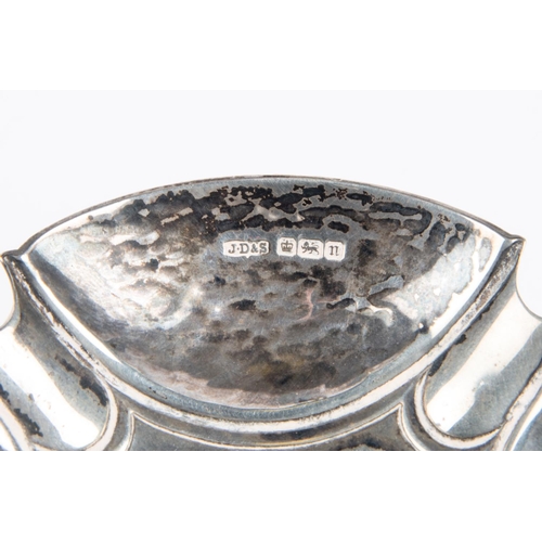 4 - A silver raised dish hallmarked for Sheffield 1905, maker's mark 'J.D&S'. 154g. Together with a case... 