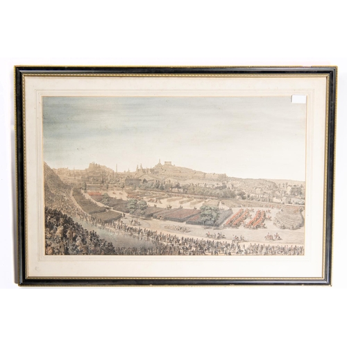 58 - A large coloured print of the Victorian Review in Queens Park Edinburgh 1860, 28½