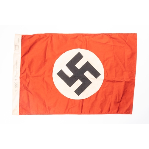 87 - A Third Reich State flag, 60cm x 85cm, edge stamped with Olympic Games motif and 