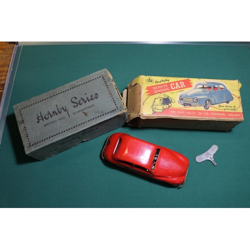 214 - 7x items of tinplate railway, etc. Including; a Hornby O gauge Southern M3 0-4-0T locomotive, 126, i... 