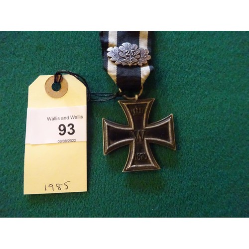 93 - A Franco Prussian War Iron Cross, with 