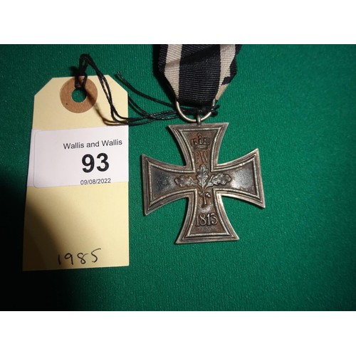 93 - A Franco Prussian War Iron Cross, with 