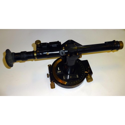 130 - A WWI military issue Theodolite (Director No 5 Mark I), black lacquered body with lacquered brass sc... 