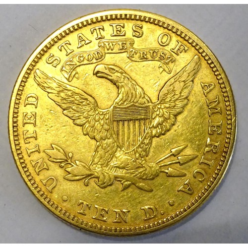 74 - U.S.A. AV 10 Dollar (Eagle), 1888 About VF £600-700