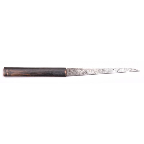 460 - A nicely mounted short wakizashi with o-suriage unsigned blade 31.4cms, some chips and edge nicks. S... 