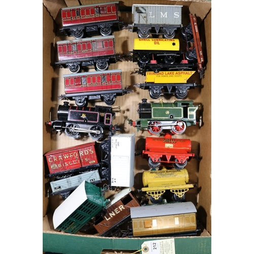 212 - 18x Hornby O gauge items. 2x clockwork 0-4-0T locomotives; a No.101 BR loco, 82011. A No.1 GWR loco,... 