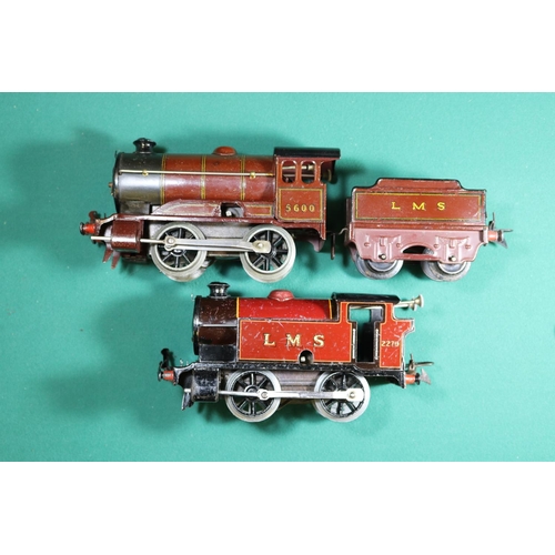 220 - 2x Hornby Series O gauge clockwork LMS locomotives. A No.0 0-4-0 tender loco, 5600. Together with an... 