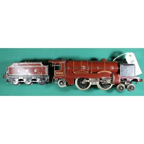 221 - A Hornby Series O gauge No.3 clockwork LMS Royal Scot 4-4-2 tender locomotive, 6100, in lined maroon... 