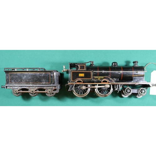 231 - A Bing for Bassett-Lowke clockwork O gauge LNWR 4-4-0 tender locomotive, George the Fifth 2663, in l... 