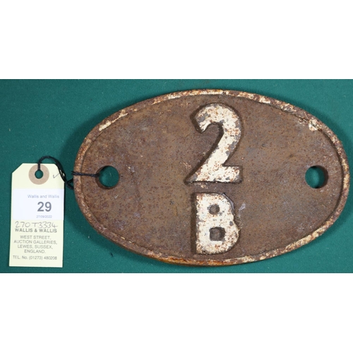 29 - Locomotive shedplate 2B Bletchley in 1950, then Nuneaton 1950-63 and Wolverhampton Oxley 1963-68. Ca... 
