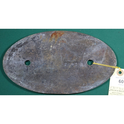 60 - An LNER Locomotive oval brass worksplate from a Gresley Class A1 4-6-2, 2562 Isinglass. Built at Don... 