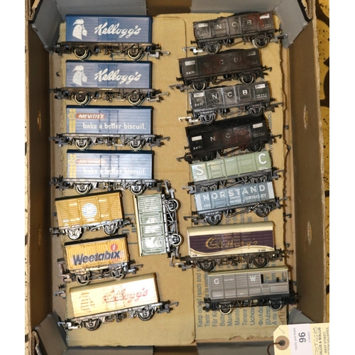 96 - 100x OO gauge railway freight wagons by Hornby, Mainline, etc. Including; coal wagons, box vans, gua... 