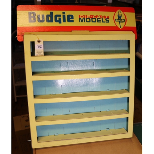 636 - Budgie  model U.S.A. card shop display stand with 5 compartments in yellow and blue card, still reta... 