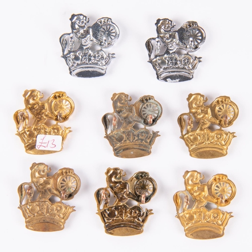 18 - 8x British Railways lion and wheel over crown cap badges. 6x brass examples and 2x chrome examples. ... 