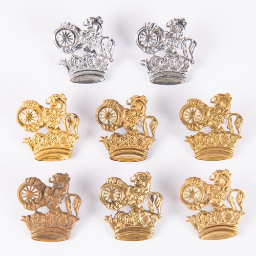 18 - 8x British Railways lion and wheel over crown cap badges. 6x brass examples and 2x chrome examples. ... 