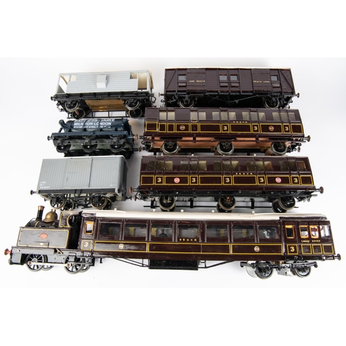 243 - A Gauge One South East & Chatham Railmotor set. Comprising Railcar, 3x additional 6-wheel coaches al... 