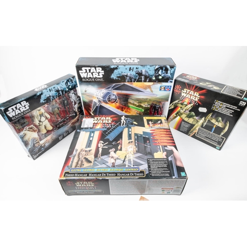 369 - 23x Star Wars Episode One, Rogue One, etc figures and play sets by Hasbro, etc. Including; Theed Han... 