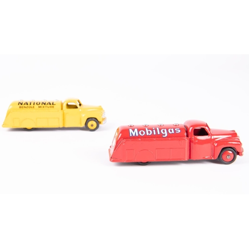 557 - 2 Dinky Toys. Tanker 'Mobilgas' (440). In red with red wheels. Together with Tanker 'National Benzol... 