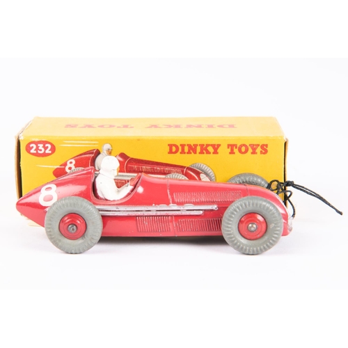 571 - A Dinky Toys Alfa Romeo Racing Car (232). In red with red wheels, RN 8. Boxed, minor wear. Vehicle V... 