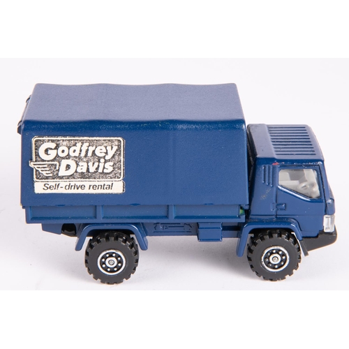 596 - A Dinky Toys plastic pre-production Convoy Truck. In Godfrey Davis Self Drive Rental dark blue liver... 